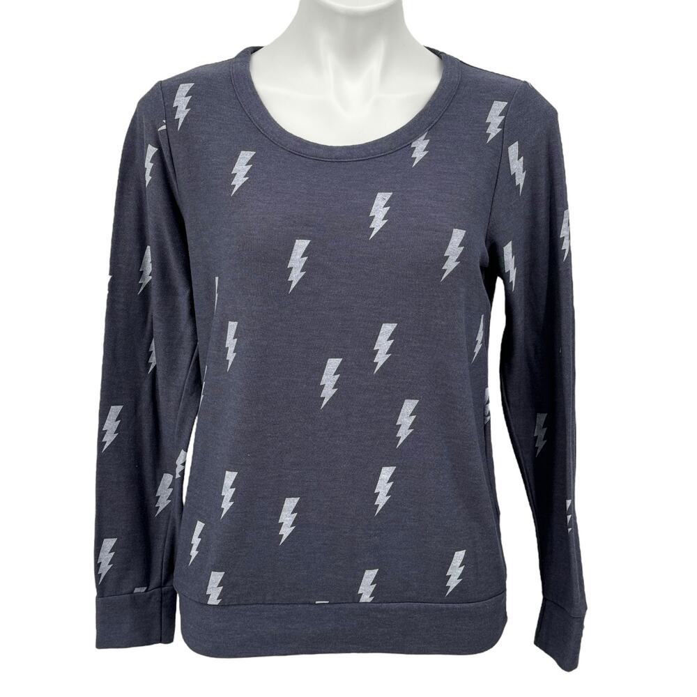 Chaser Lightning Bolt Sweatshirt M Women's Blue Comfy Errands Loungewear Cozy